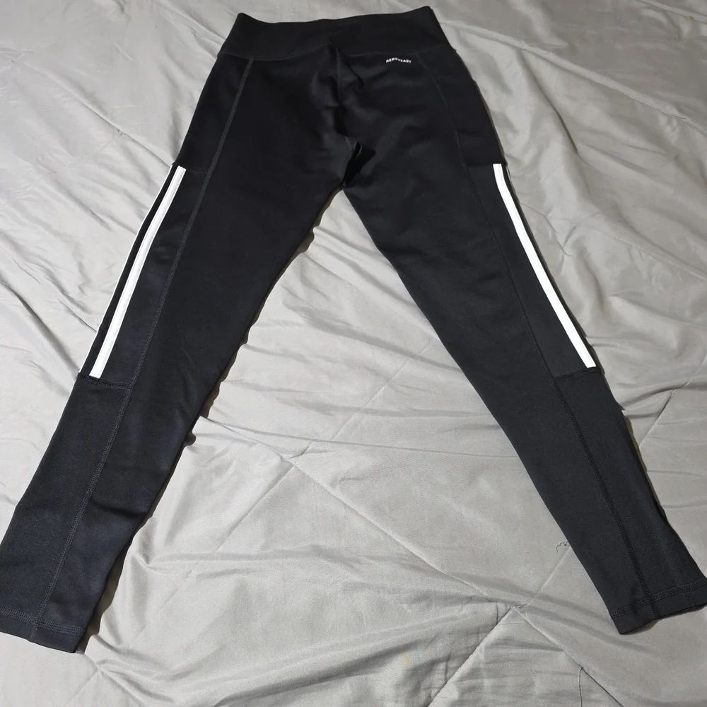 Adidas Leggings Women's Black Primegreen Aeroready Three Stripes Pocket Gym M - Picture 10 of 10